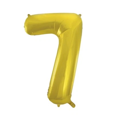 Gold Number 7 7th Foil Balloon - 34 Inches - Wedding Anniversary Birthday Event • £4.55
