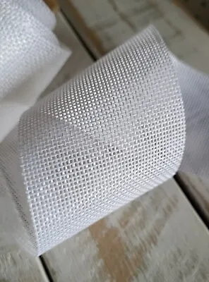 2 Pcs White Linen Look Craft Ribbon Trim 6cm Wide X 8.5 Mtrs + 6 Mtrs • £5