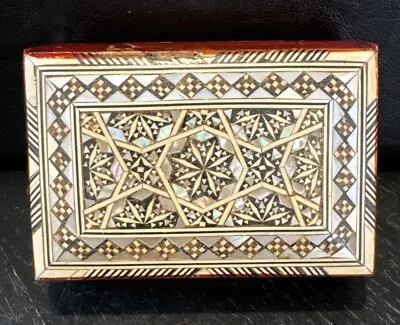 VTG Wood Mother Of Pearl Inlaid Trinket Box Handmade Hinged Egypt  • $21.17