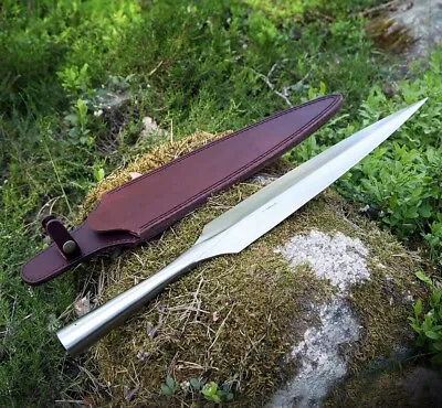 Habdmade Forged Viking Spear Head Medieval Leaf Blade Spearhead With Sheath • $69.52