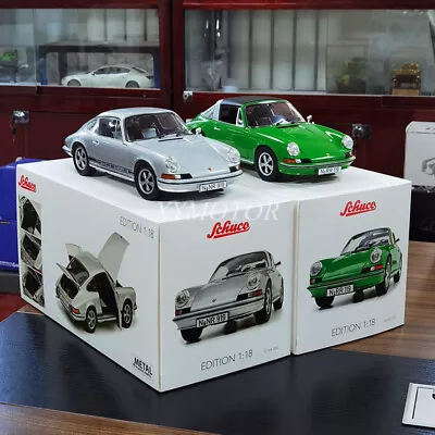 Schuco 1/18 Porsche 911 S COUPE Diecast Car Model Gifts Collection Silver/Green • $153