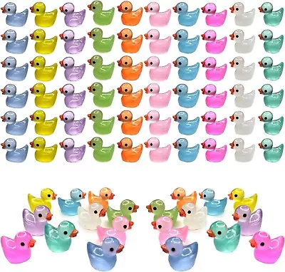 Cidinge 60 Pcs Mini Resin Ducks Luminous Tiny Ducks Miniature Duck Glow In The • $10.50