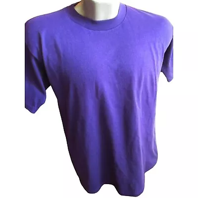 Vintage T-shirt Large Mens 90s PLAIN ROYAL PURPLE T-shirt JERZEES  50/50 USA • $8.25