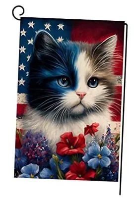 4th Of July Cat Garden Flag Vertical Double Sided Patriotic USA 12x18 Style4 • $6.85