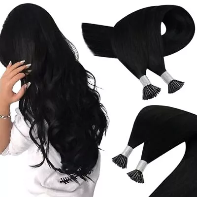 Sunny I Tip Hair Extensions Human Hair 50S I Tips Hair Extensions Jet Black C... • $75.31