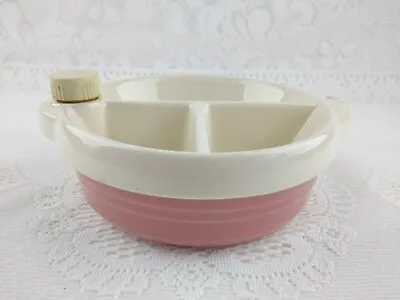 Baby Warming Dish Pink And White With Stopper Vintage Excello Childs Bowl • £4.85