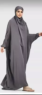 Muslim Women 1 Pice Jilaba Dress Islamic Hijab Abaya Khimar In Sizes SML Black • £25.99