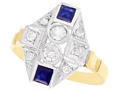 $3380 • Buy Vintage 0.30Ct Diamond & 0.42Ct Sapphire, 15k Yellow Gold Dress Ring, Size 8.625