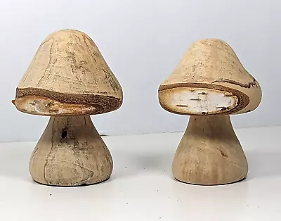 Mushroom Wooden Art Custom Turned Wood Magical Mushroom Rustic Decor 2-Piece Set • $19.95