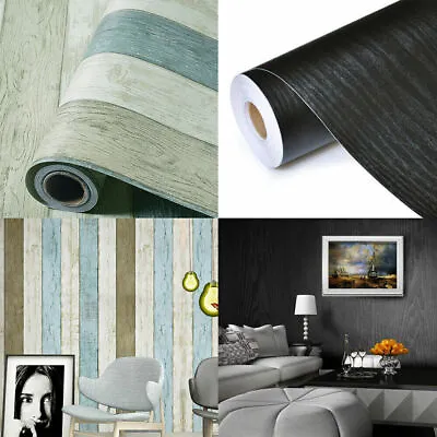 3/6m Wood Grain Wallpaper Vinyl Self Adhesive Wall Stickers Furniture Wrap Decor • $18.89