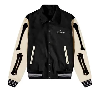 Ami-ri Bones Varsity Jacket Letterman Style Jacket | Bones Bomber Jacket | • £51.07