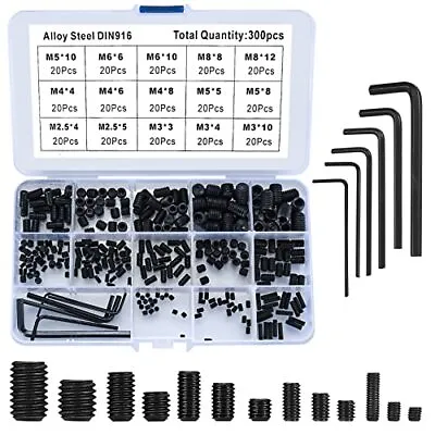 300 Pcs Hex Allen Head Socket Hex Screw Set Assortment Kit M2.5/M3//M5/M6/M8  • $10.92