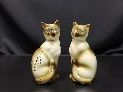 Victoria Ceramics Japan Siamese Cat Salt And Pepper Shakers Blue Jeweled Eyes • $9.99