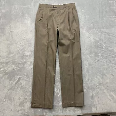 Vintage Burberrys Pants Men 32x34 Taupe Wool Dress Trousers Cuffed Twin-Pleated • $39.88