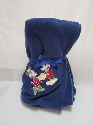 VTG Mickey & Minnie Mouse Holding Hands - Disney Store Navy Throw Blanket • $31.44