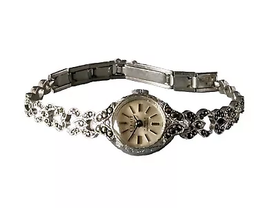 Limit Of Switzerland Ladies Marcasite Cocktail Watch 17 Jewels Swiss For Repair  • £10