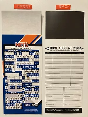 Mlb New York Mets 2024 Magnet Schedule (9  X 3 1/2 ) Teams Dates & Times - New • $4.50