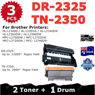 Combo Compatible Toner 2x TN-2350 + 1x Drum DR-2325 For Brother HLL2300D L2305W • $39.60