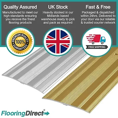 Extra Wide Cover Strip Carpet Metal Door Bar Trim - Threshold - Silv​er & Gold • £37.99