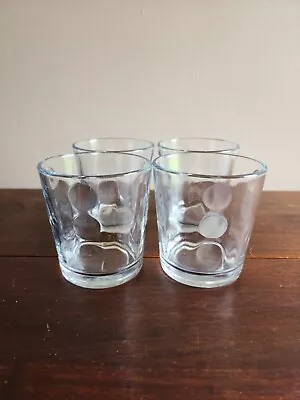 Set Of 4 Vintage Libbey Optic Dots Clear Juice/Lowball Whiskey Glasses Barware • $21.59