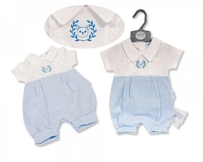 £7.49 • Buy My Little Chick - Baby Boys Teddy Bear Romper & Matching Hat -  Various Sizes