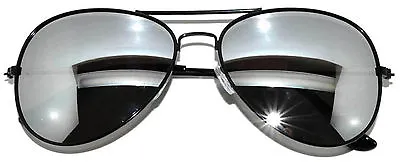 Black Frame Mirror Lens Aviator Style Metal Sunglasses Shades Uv400 Men Women • $8.99