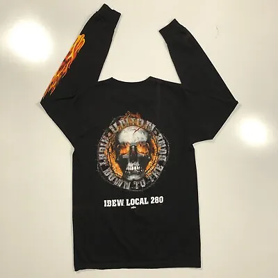 IBEW Shirt Adult M Black Local #280 Flame Skull Long Sleeve Double Sided • $28.50