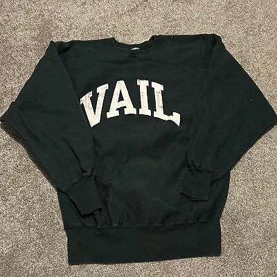 Vintage Champion Reverse Weave Vail Pullover Sweatshirt Colorado Made In USA L • $125