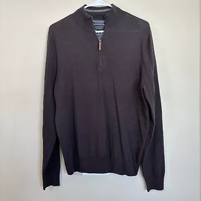 Nordstrom Half Zip 100% Merino Wool Brown Pullover Preppy Business Casual • $20.99