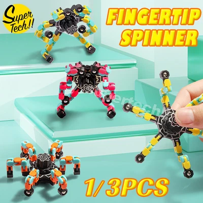 $5.80 • Buy 3PCS Fidget Gyro Toys Transformable Chain Robot Fingertip Spinner Stress Relief