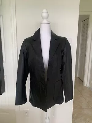 Pre-Owned Vintage Metrostyle Black Genuine Leather Lined Jacket Size 8 • $30
