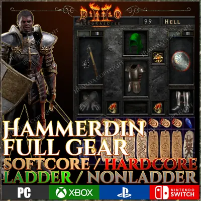 ✅ Hammerdin Full Gear Pala ✅ Pc Ps4 Ps5 Xbox Switch ✅ D2r Diablo 2 Resurrected • $49.99