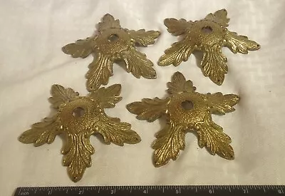 4 Vintage Embossed Solid Brass Lamp Parts Wall Sconces • $15