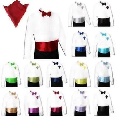 NEW 3PC Satin Cummerbund And Bow Tie And Handkerchief  Event Party Wedding • $11.79