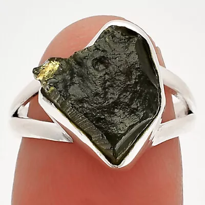 Genuine Czech Moldavite 925 Sterling Silver Ring S.7 Jewelry R-1002 • $13.99