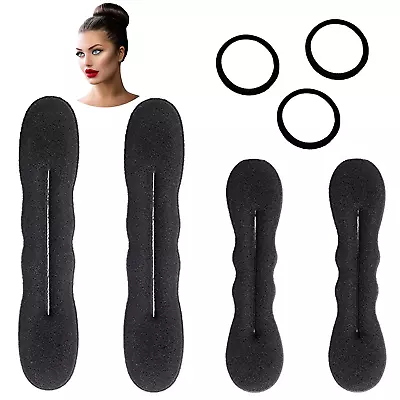 Black Magic Hair Bun Maker 4 Pack (2 Small 2 Large) Foam Sponge Buns With Hair • $13.74