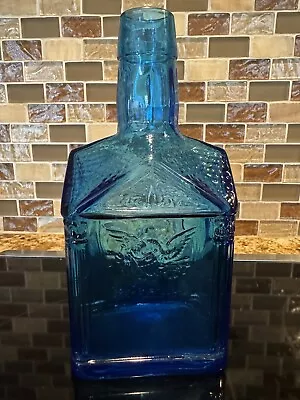 Vintage Wheaton Cobalt Blue 1775 Paul Revere's Ride Wheaton NJ Glass Bottle 8  • $15
