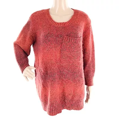 Madewell Wallace Women Knit Sweater 3/4 Sleeves Merino Alpaca Blend Red Size L • $39.97