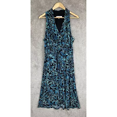 Evan Picone Dress Womens 16 Blue Sleeveless Midi Stretch V Neck Pullover- 8052* • $17.24