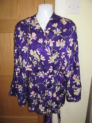 Mango Suit Purple Patterned Kimono Style Jacket & Belt Size  XS/S Size 81012 • £9.99