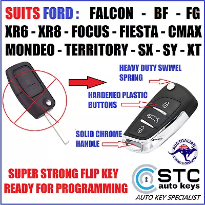 Remote Flip Key For FORD MONDEO FOCUS FIESTA FALCON BF FG TERRITOTY SX SY • $59