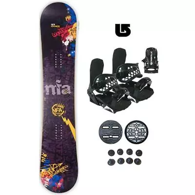 153cm NFA Duex Snowboard And Bindings L-XL Package Set +Burton Decal Sle18 NEW • $249.99