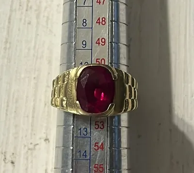 10K Solid Yellow Gold Mens Big Ruby Pinky Ring Wow Size 6 HEAVY 5 Grams! • $349