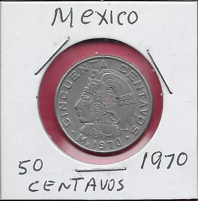 Mexico 50 Centavos 1970 King Cuauhtemoc Facing Leftwith Feather Crownthe Value • $3