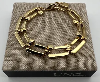 NEW Uno De 50 UNUSUAL Gold Plated Rectangular Nail Shaped Links Bracelet • $189.99