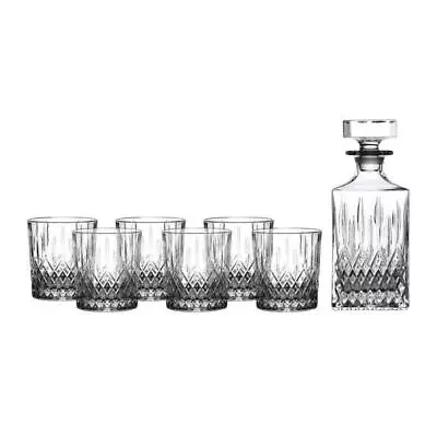 Royal Doulton Earlswood Crystal Whiskey Decanter Set: Decanter & 6 Tumblers • $219