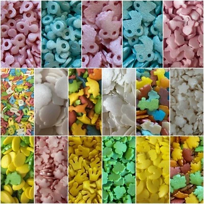 £2.25 • Buy Cupcake Sprinkles Sugar Shapes Edible Cake Decorations Toppers Baby Birthday