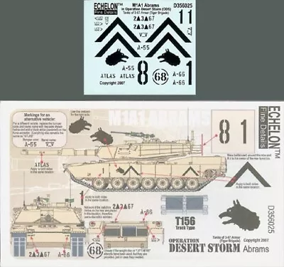 ECH356025 1:35 Echelon M1A1 Abrams In ODS (3-67 AR Tiger Brigade) #356025 • $14.34