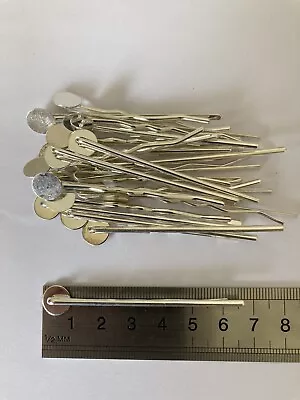 20 Silver Hair Pin Blanks Bobby Pin Clips Slide Jewellery Making Accessories • £2.99