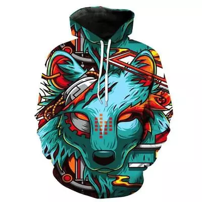 Animal 3D Wolf Print Men's Hoodie Sweatshirt Pullover Hooded Jacket Jumper 2012  • $31.36